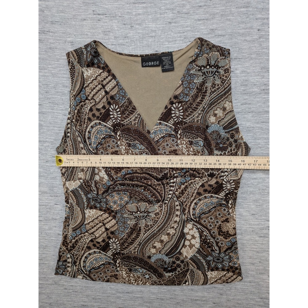 Y2K George Paisley Print Tank Top Sleeveless V-Neck Medium Whimsigoth - Picture 5 of 8